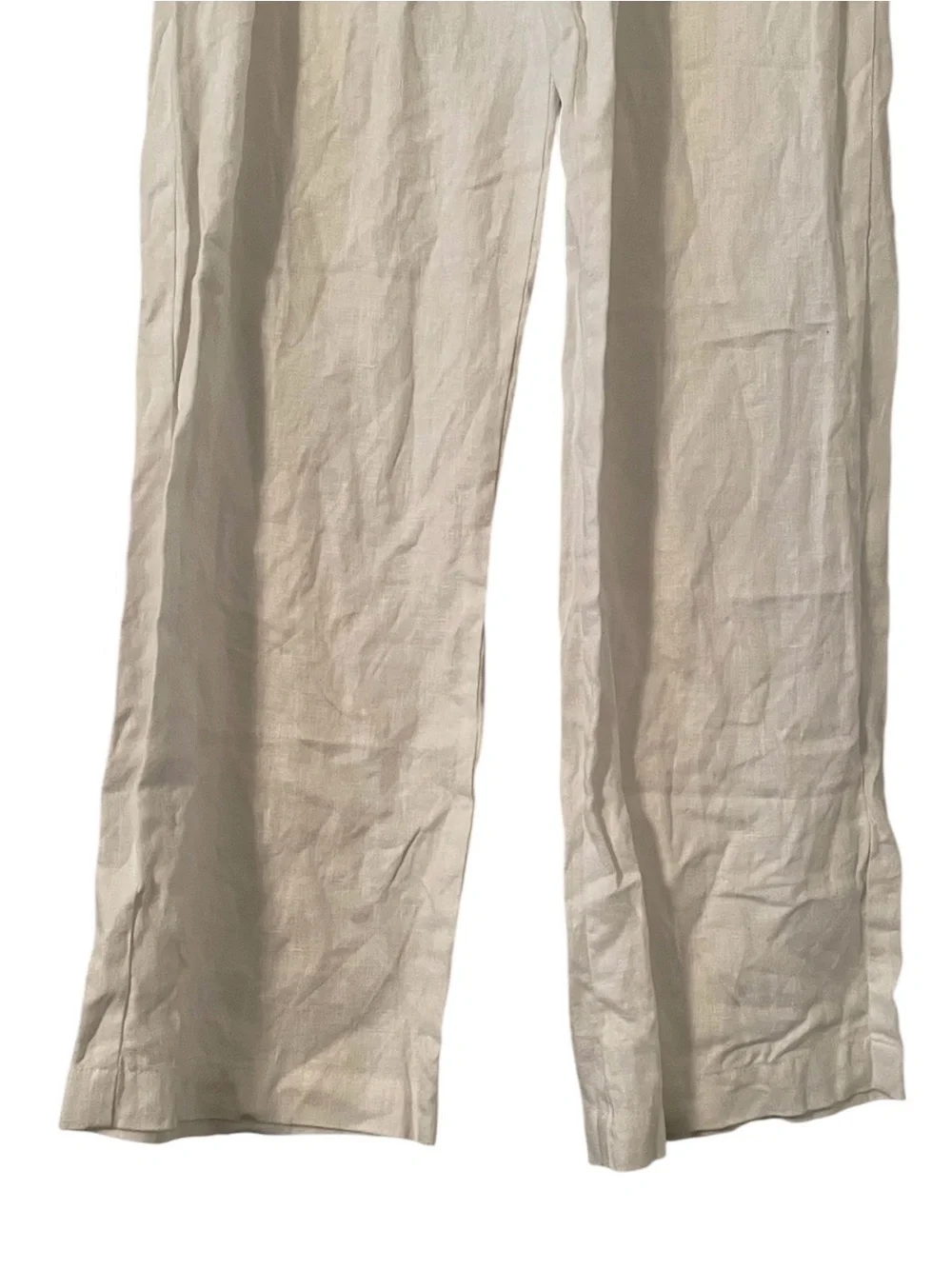 Reformation Women's White Linen Drawstring Wide Leg Pants Petite Size XS